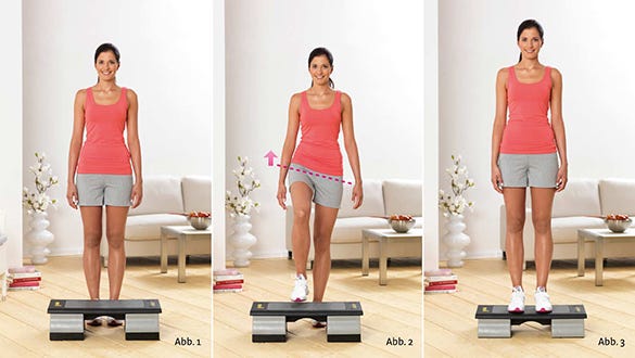 Step up – muscles involved: thigh, bottom, abductors