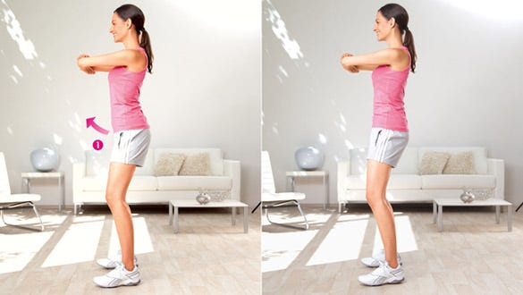 "Woman doing hip tilt exercises to stretch her groin  region and hip flexors
