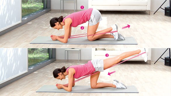 Woman doing leg raise exercises to strenghten her buttock muscles