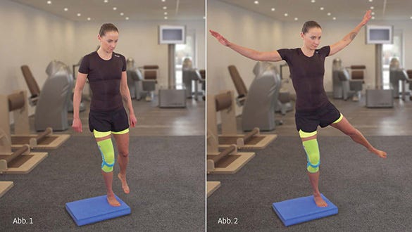 runners knee exercise involving the foot and trunk muscles involved