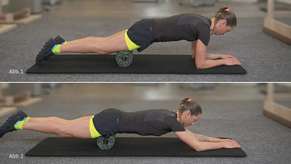 Thigh rolling exercise involving the muscles over the front of the thigh