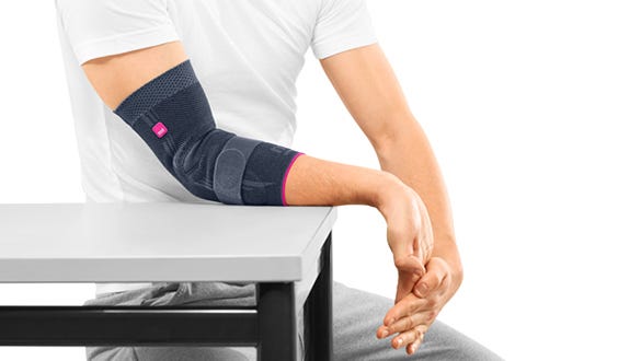 picture explanation  of the second step of a strenghtening elbow  exercise