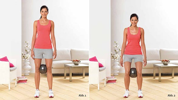 Knee bending exercises with a ball – muscles involved: thigh