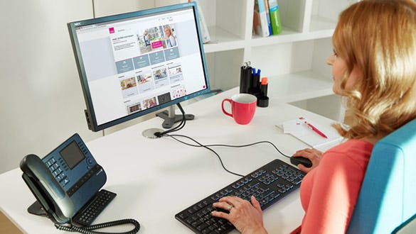 "Woman suffering from musculoskeletal  disorder due to her office job