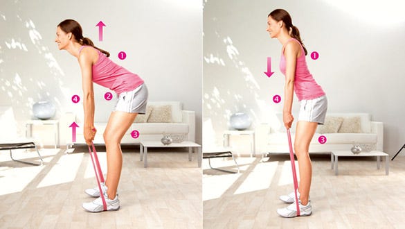 Woman doing trunk bend exercises to strenghten her lower back muscles
