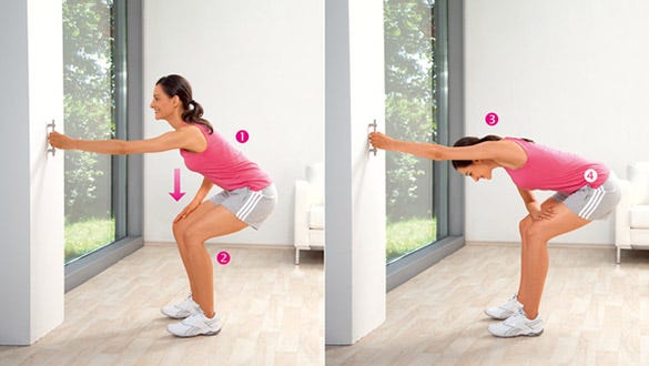 "Woman doing an  exercise to stretch her lateral trunk muscles preventing back pain"